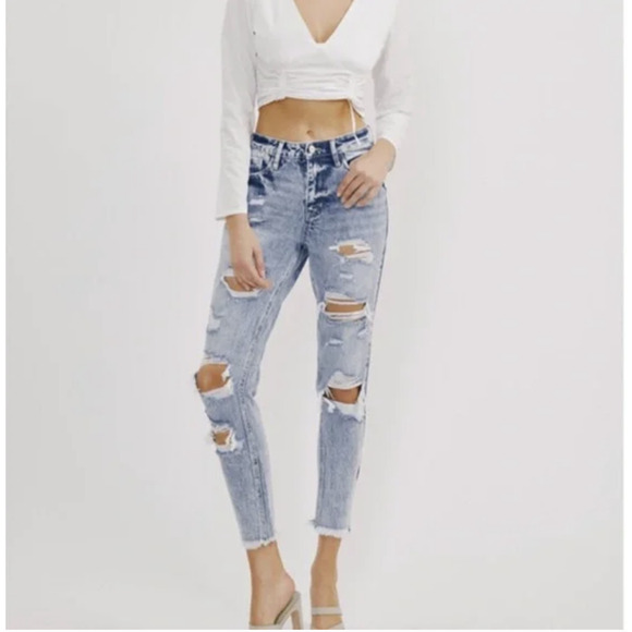 KanCan Collie High Rise Distressed Mom Jean - Picture 2 of 10